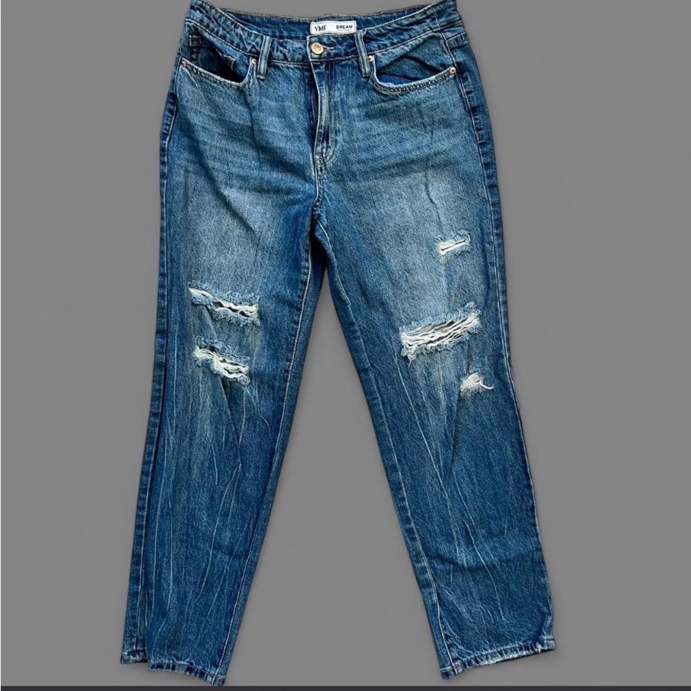 YMI Women's Distressed Straight Jeans
